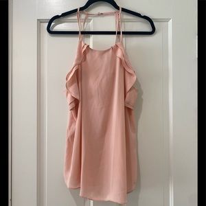 Socialite pink ruffle sexy top tank blouse XL
